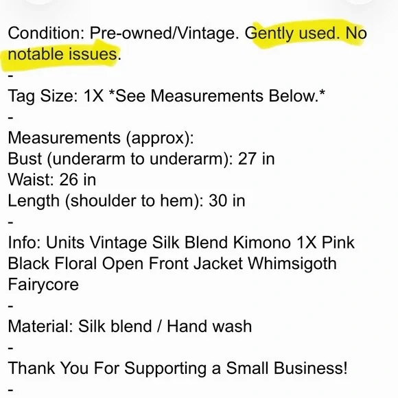 Units Vintage Silk Blend Kimono 1X Pink Black Floral Open Jacket Whimsigoth - Picture 10 of 10